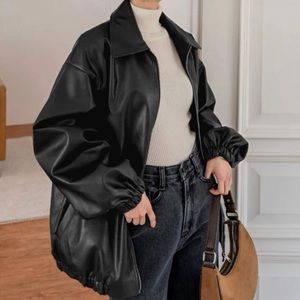 FAUX OVER SIZED LEATHER JACKET LARGE